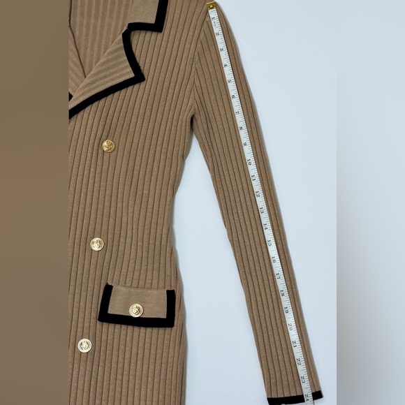 THE VERONA KNIT DRESS WITH CONTRAST -Size M- Mocha NWOT - Picture 8 of 9